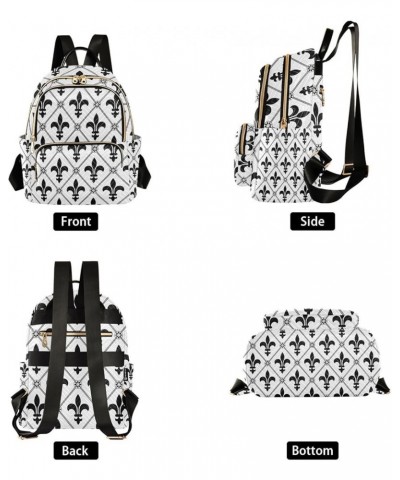 Mardi Gras Women Backpack Fleur De Lis Antique Black Travel Bag Compact Daily Bag Medium $12.39 Backpacks