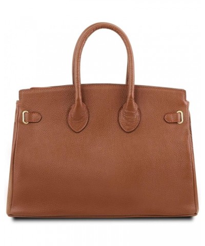 TLBag Leather handbag with golden hardware Cognac $58.24 Shoulder Bags