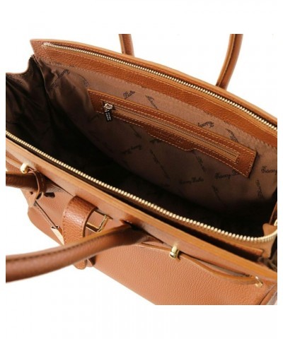 TLBag Leather handbag with golden hardware Cognac $58.24 Shoulder Bags