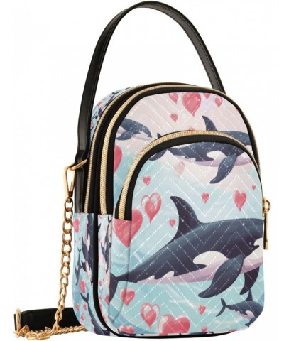 Orca Whales Doodle Crossbody Handbags for Women Casual Leather Shoulder Phone Purse $15.33 Crossbody Bags