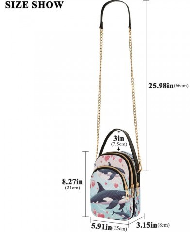 Orca Whales Doodle Crossbody Handbags for Women Casual Leather Shoulder Phone Purse $15.33 Crossbody Bags