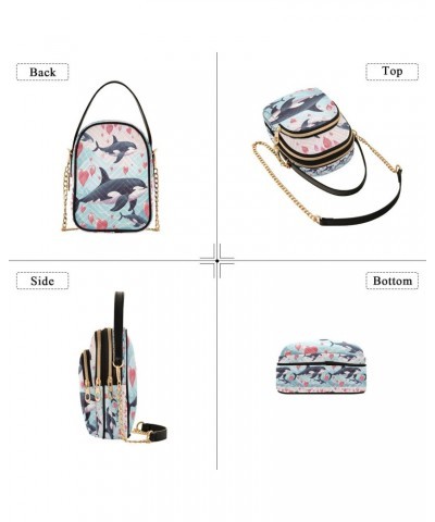 Orca Whales Doodle Crossbody Handbags for Women Casual Leather Shoulder Phone Purse $15.33 Crossbody Bags