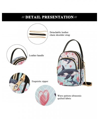 Orca Whales Doodle Crossbody Handbags for Women Casual Leather Shoulder Phone Purse $15.33 Crossbody Bags