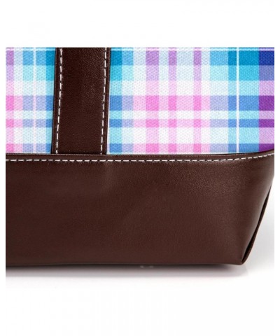 The Tote Bag For Women,Tote Bag With Zipper,Canvas Tote Bag,Blue Green Color Plaid Handbags $27.78 Totes