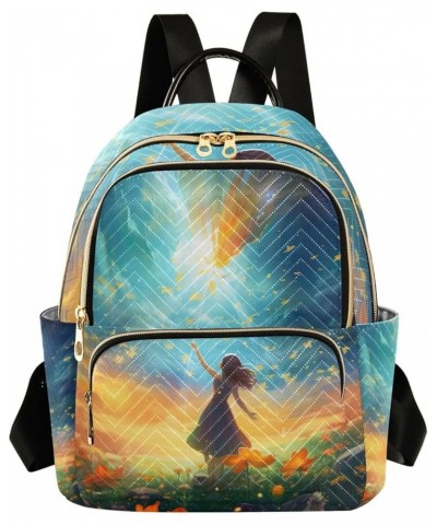 Watercolor Floral Flowers Women Fashion Backpacks, Daily Backpack, Travel Carry on Backpack for Women, M Fantasy World Flower...