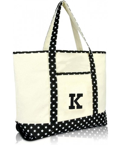 Initial Tote Bag Personalized Monogram Zippered Top Letter - K Black Star $10.00 Totes