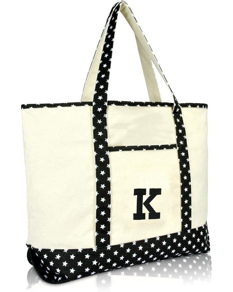 Initial Tote Bag Personalized Monogram Zippered Top Letter - K Black Star $10.00 Totes