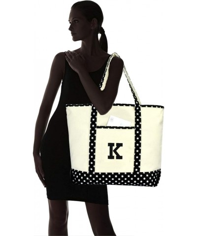 Initial Tote Bag Personalized Monogram Zippered Top Letter - K Black Star $10.00 Totes