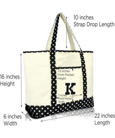 Initial Tote Bag Personalized Monogram Zippered Top Letter - K Black Star $10.00 Totes