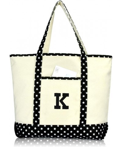 Initial Tote Bag Personalized Monogram Zippered Top Letter - K Black Star $10.00 Totes