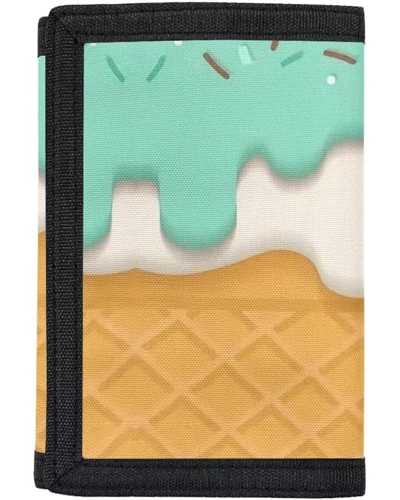 Tri-flod Wallet with Cherry Print Multi-Card Holder with ID Window Women/Girls 's Wallet Elegant Clips 3D Ice Cream $9.35 Wal...