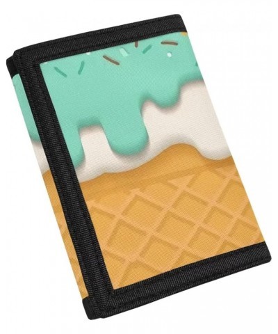 Tri-flod Wallet with Cherry Print Multi-Card Holder with ID Window Women/Girls 's Wallet Elegant Clips 3D Ice Cream $9.35 Wal...