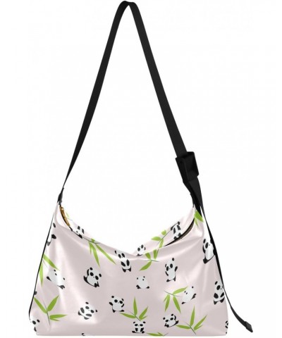 Pink Panda Bamboo Leafs Ladies Sling Crossbody Bags Trendy Men Bags Shoulder Crossbody Waterproof Bag $17.15 Hobo Bags