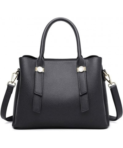 Women Elegant Satchel Handbag Top Handle Crossbody Bag Large Vegan Leather Shoulder Bag Tote Purse for Ladies Black $25.42 Totes