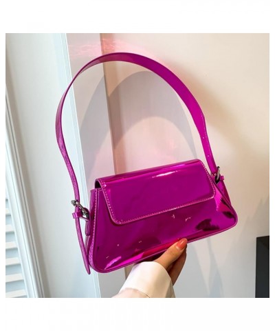 Women's Hobo Bag PU Leather Shoulder Bag Glossy Handbag Underarm Purse Top Handle Satchels Small Totes A-rose $20.79 Totes