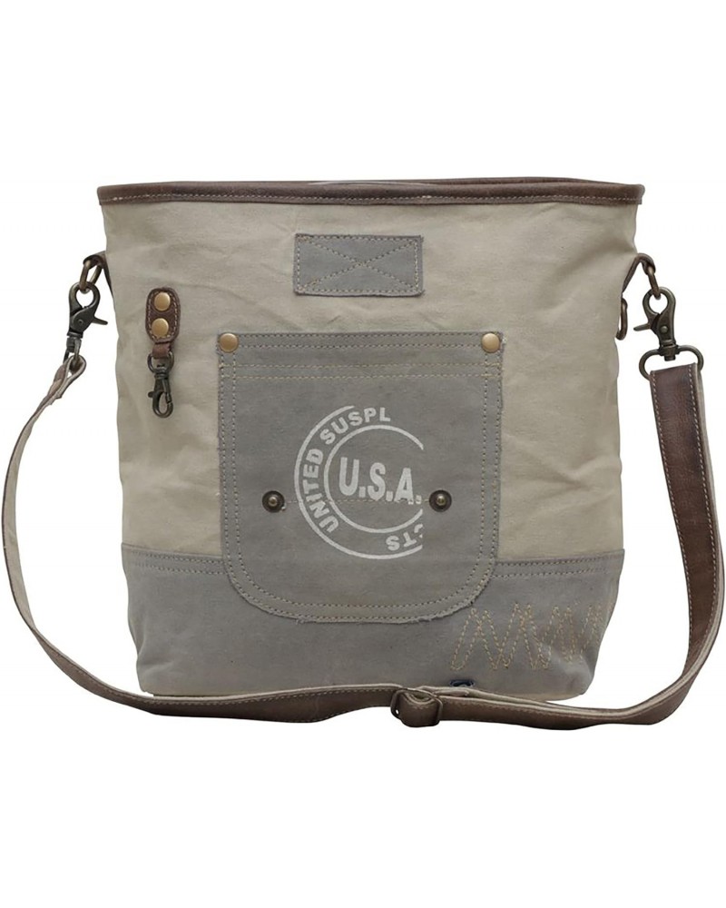 Western Leather Shoulder Bag for Women - Upcycled Canvas Crossbody Smart Rule $26.88 Shoulder Bags