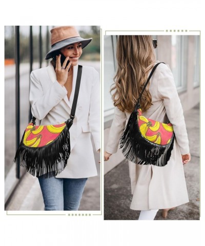 Banana Tassel Crossbody Handbags for Women Ample Capacity Shoulder Bag with Adjustable Strap Durable Cell Phone Purse for Sho...