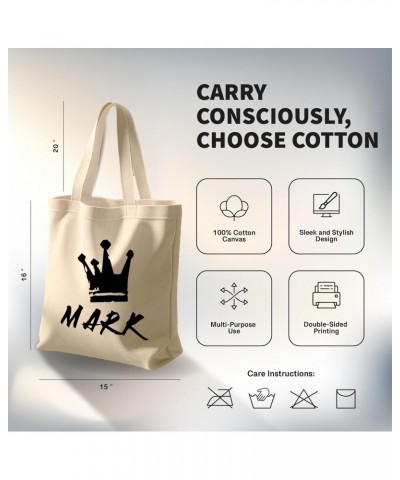 Mark Name Cotton Tote Bag for Women Men Casual Tote Bag Cloth Canvas Shopping Bags with Handles Cute Bags Everyday Use 15" x ...