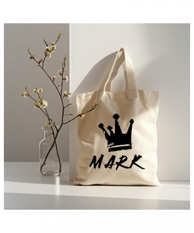 Mark Name Cotton Tote Bag for Women Men Casual Tote Bag Cloth Canvas Shopping Bags with Handles Cute Bags Everyday Use 15" x ...