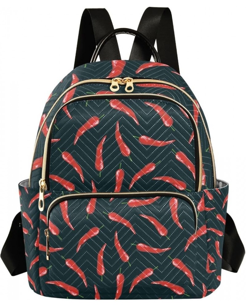 Botanic Women Backpack Chilli Black Red Anti-Theft Travel Backpack with Luggage Belt Lightweight Handbag Lady Purse Roomy Dou...