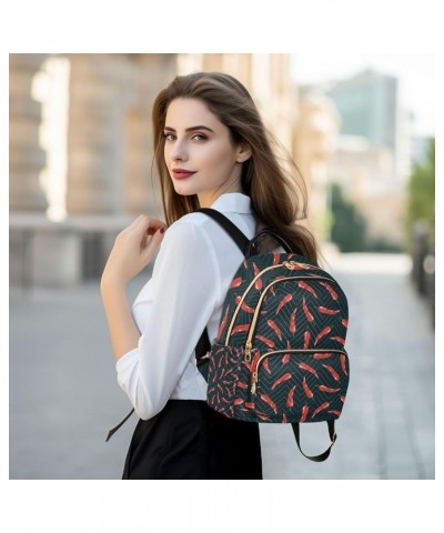 Botanic Women Backpack Chilli Black Red Anti-Theft Travel Backpack with Luggage Belt Lightweight Handbag Lady Purse Roomy Dou...