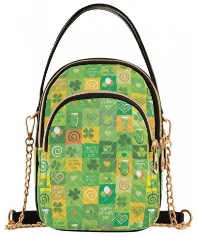 St Patrick's Day Leaved Shamrocks Crossbody Bag for Women Cell Phone Purse Wallet with Removable Chain Shoulder Handbag for W...