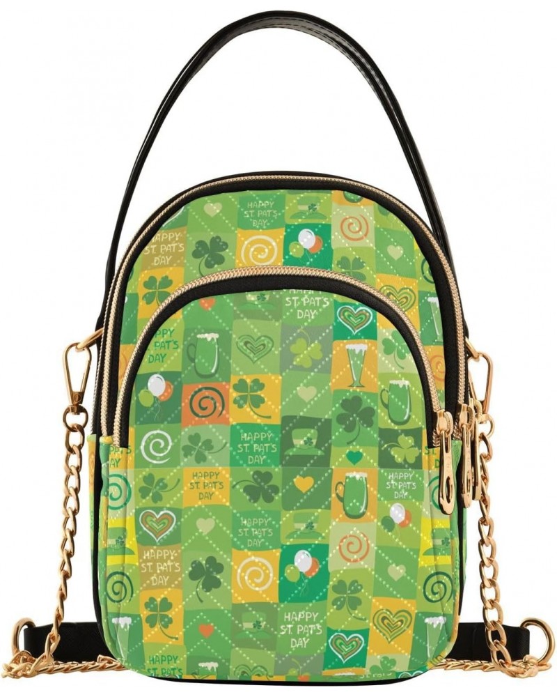 St Patrick's Day Leaved Shamrocks Crossbody Bag for Women Cell Phone Purse Wallet with Removable Chain Shoulder Handbag for W...