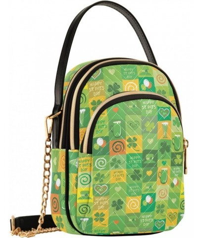 St Patrick's Day Leaved Shamrocks Crossbody Bag for Women Cell Phone Purse Wallet with Removable Chain Shoulder Handbag for W...