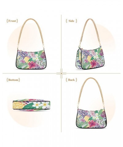 Flowers and Tropical Foliage Shoulder Bags for Women, Mini Purse Small Shoulder Purses for Women Handbags Clutch Purse Trendy...