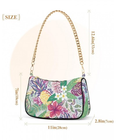 Flowers and Tropical Foliage Shoulder Bags for Women, Mini Purse Small Shoulder Purses for Women Handbags Clutch Purse Trendy...