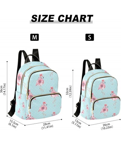 Women Backpack Pink Flamingo Flower Blue White Dot Anti-Theft Travel Backpack with Luggage Belt Lightweight Handbag Lady Purs...