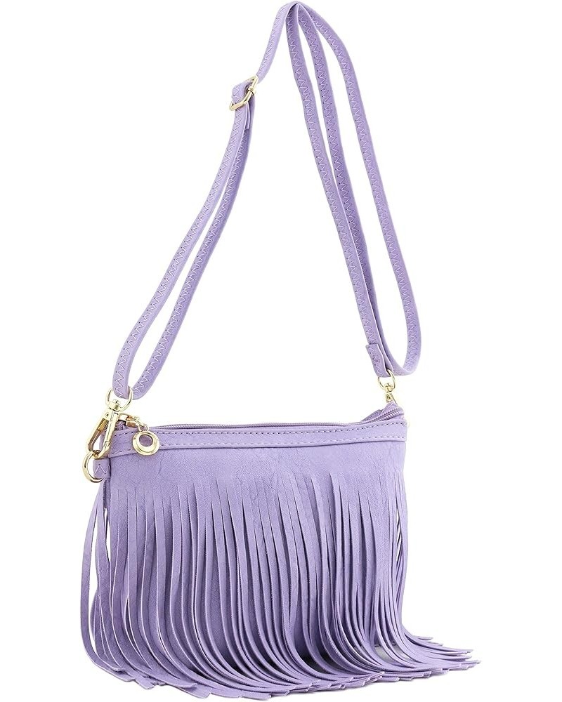 Small Fringe Crossbody Bag with Wrist Strap Lavender $11.50 Crossbody Bags