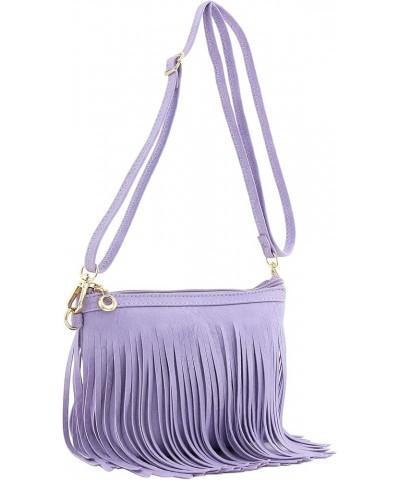 Small Fringe Crossbody Bag with Wrist Strap Lavender $11.50 Crossbody Bags