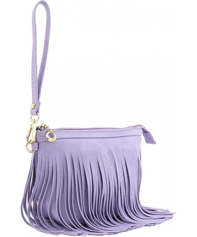 Small Fringe Crossbody Bag with Wrist Strap Lavender $11.50 Crossbody Bags