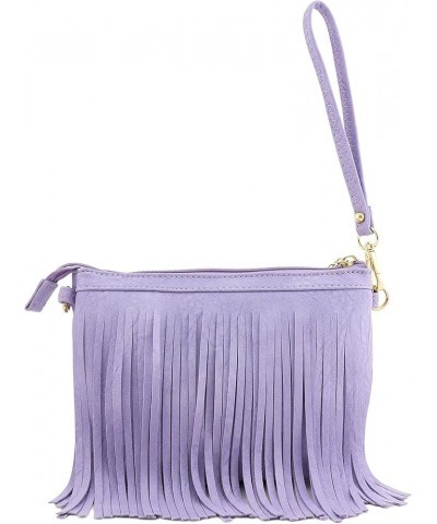 Small Fringe Crossbody Bag with Wrist Strap Lavender $11.50 Crossbody Bags