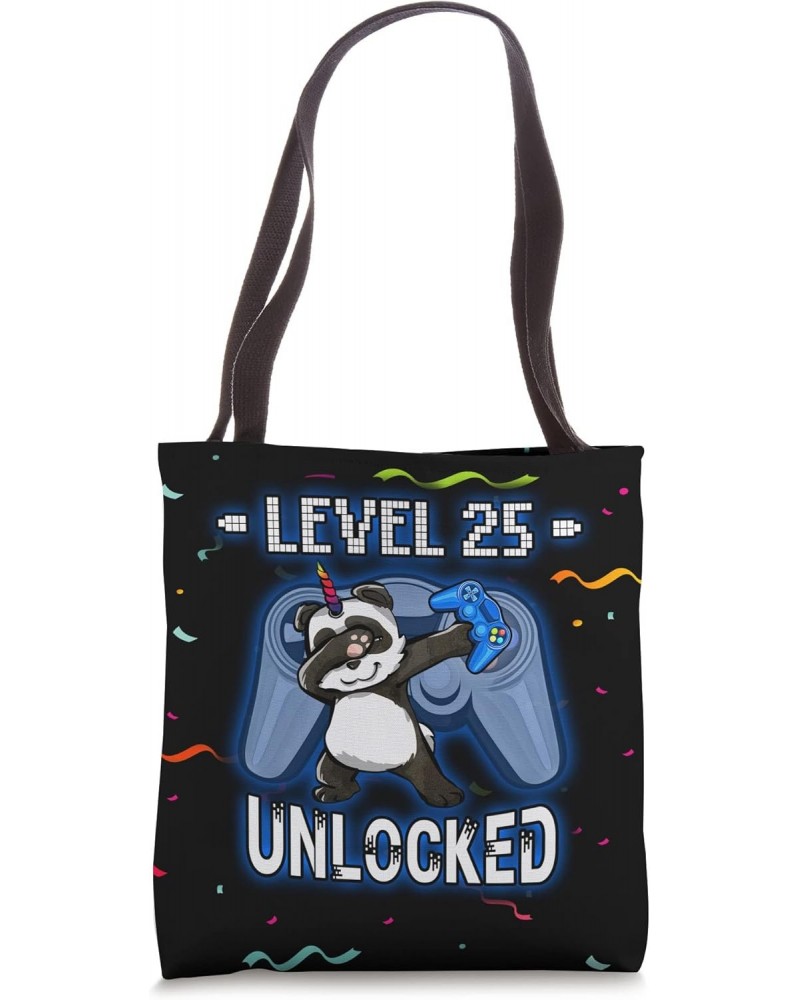 Level 25 Unlocked - Dabbing Pandicorn Gamer 25th Birthday Tote Bag $10.27 Totes