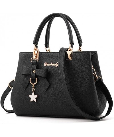 Andongnywell Ladies PU Leather Top Handle Satchel Handbags Shoulder Tote Bags Purses and Handbags with Bow Pendant A $6.70 Totes