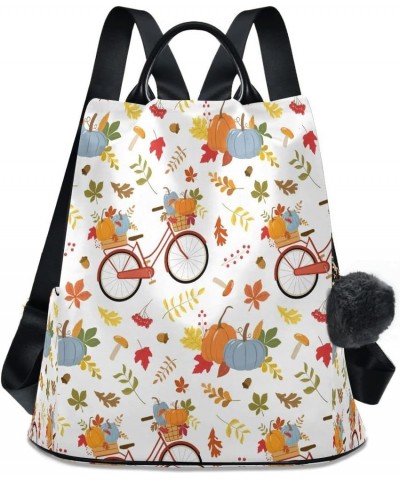 Vintage Red Bike Autumn Pumpkins Women Backpack Anti-theft Handbag Purse Travel Bag Fashion Shoulder Bags $23.99 Backpacks