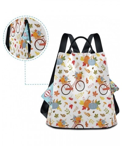 Vintage Red Bike Autumn Pumpkins Women Backpack Anti-theft Handbag Purse Travel Bag Fashion Shoulder Bags $23.99 Backpacks