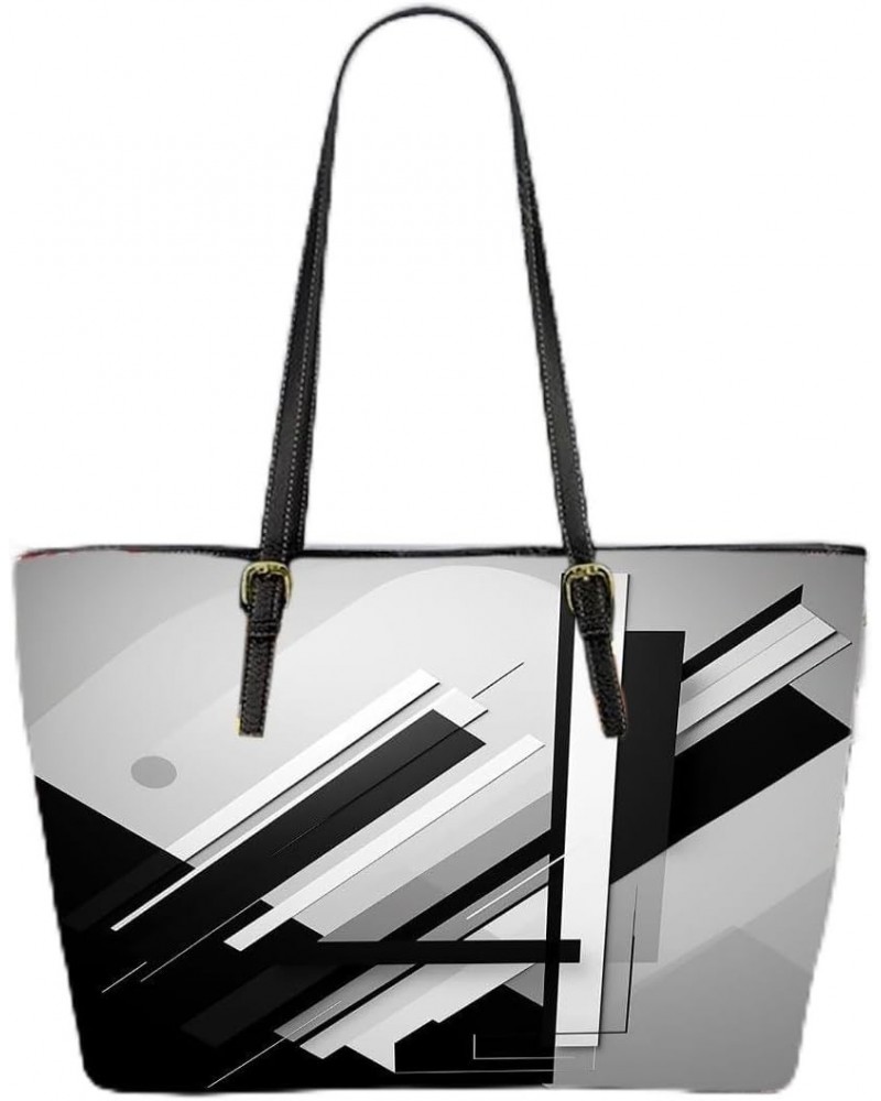 Abstract Rectangular Composition Leather Tote Bag 3d $32.54 Totes