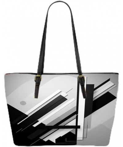 Abstract Rectangular Composition Leather Tote Bag 3d $32.54 Totes