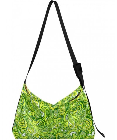 Green Paisley Leaves Hobo Bags for Women Leather Purses Crossbody Bag Shoulder Bag Handbag for Gifts Travel Work $19.13 Hobo ...