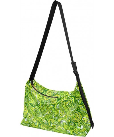 Green Paisley Leaves Hobo Bags for Women Leather Purses Crossbody Bag Shoulder Bag Handbag for Gifts Travel Work $19.13 Hobo ...