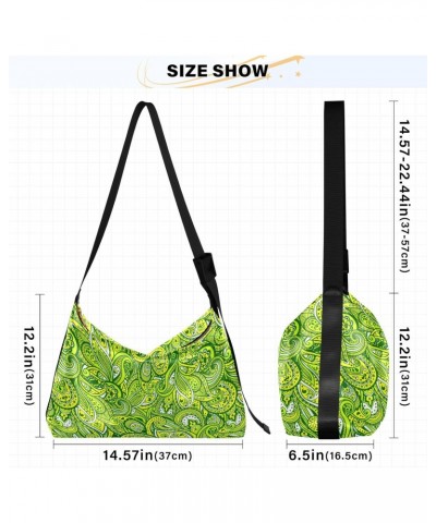 Green Paisley Leaves Hobo Bags for Women Leather Purses Crossbody Bag Shoulder Bag Handbag for Gifts Travel Work $19.13 Hobo ...