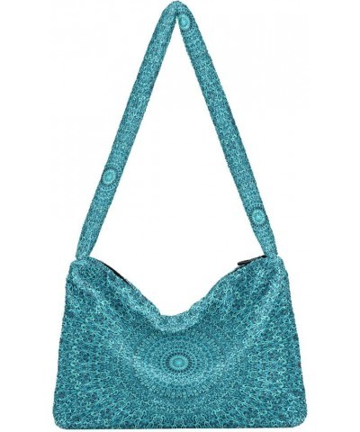 Teal Turquoise Gold Plush Underarm Bag Women's Tote Handbags Fluffy Shoulder Bag Purse Lightweight Tote Bags Hobo Bag M-18 $1...