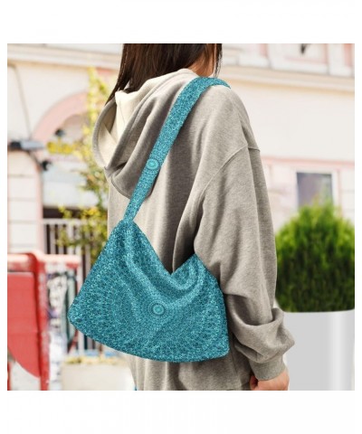 Teal Turquoise Gold Plush Underarm Bag Women's Tote Handbags Fluffy Shoulder Bag Purse Lightweight Tote Bags Hobo Bag M-18 $1...