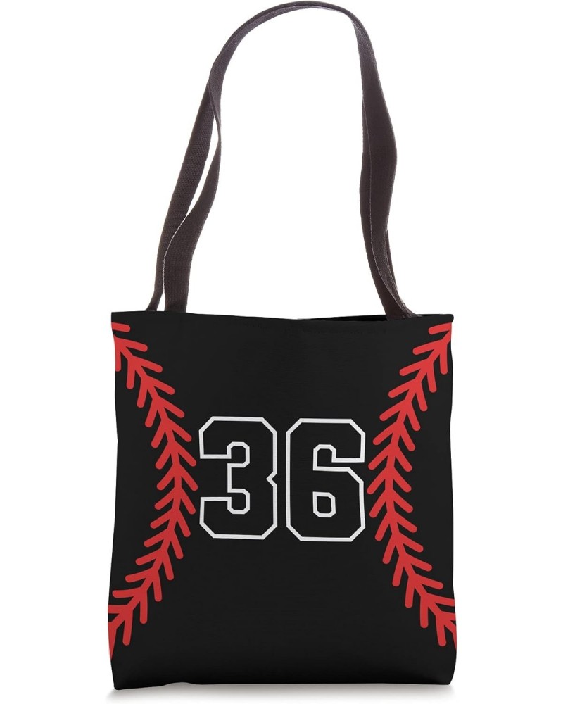 Number 36 Favorite Lucky Number Baseball Softball Black Red Tote Bag $10.94 Totes