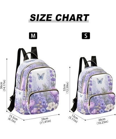 Purple Flowers Butterfly Quilted Backpack for Women Travel Bags Shoulder Bag Purse for Work Nurse Daily S Small $13.33 Backpacks