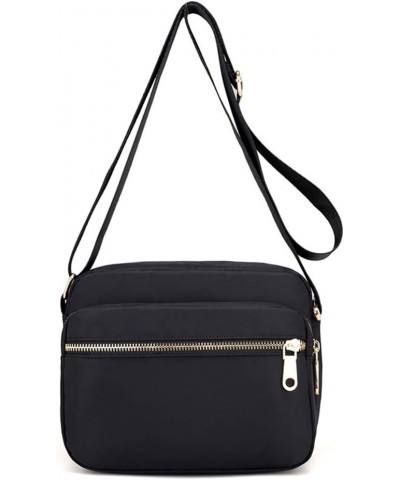 Small Nylon Purse Mini Crossbody Bag Travel Shoulder Bag Multi Zipper Pockets Black $10.32 Crossbody Bags