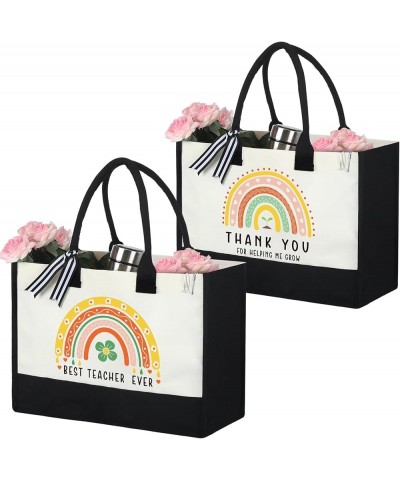 2 Pcs Teacher Appreciation Gifts Women Canvas Tote Bag Graduation Teacher Gifts(Best Teacher) Thank You $14.74 Totes